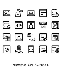 Programming and mobile development related icon set.Vector illustration