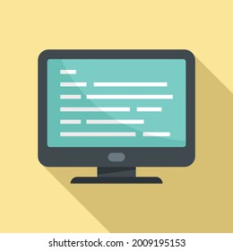 Programming monitor icon flat vector. Computer web software. Screen development