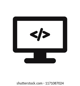 Programming on monitor icon vector illustration