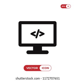 Programming on monitor icon vector illustration