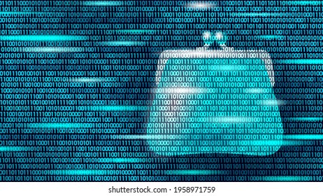 Programming online money wallet. Online market trade concept. Data flow binary code. E-commerce finance banking profit system icon vector illustration