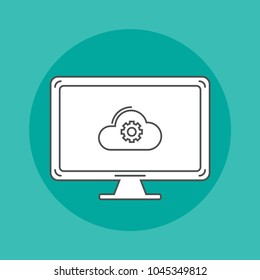 Programming outline icon on monitor