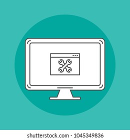 Programming outline icon on monitor