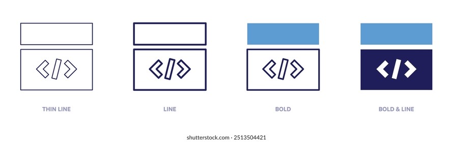 Programming paradigms icon in 4 different styles. Thin Line, Line, Bold, and Bold Line. Duotone style. Editable stroke.
