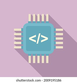 Programming processor icon flat vector. Arduino software. Education robot