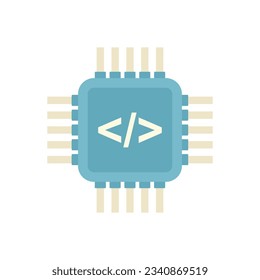 Programming processor icon flat vector. Arduino software. Education robot isolated