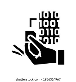 programming rfid chip glyph icon vector. programming rfid chip sign. isolated contour symbol black illustration