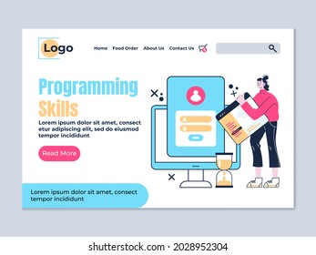 Programming skills landing web site page design element template