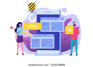 Programming Software or app , Web design and Front end development  concept.  Vector illustration.