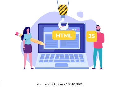 Programming Software or app , Web design and Front end development  concept.  Vector illustration.