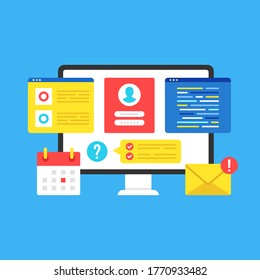 Programming. Software development, application development, coding concepts. Modern flat design graphic elements. Vector illustration