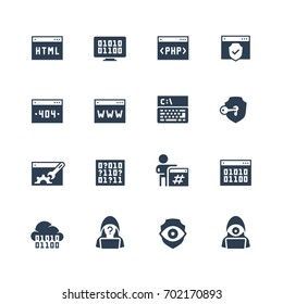 Programming, software development, coding vector icon set