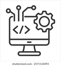 Programming Software Icon Vector Illustration Outline