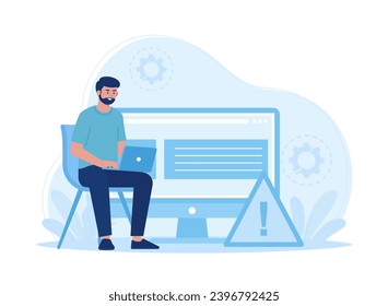 programming software problems on computers trending concept flat illustration