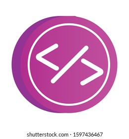 programming symbols in button icon vector illustration design