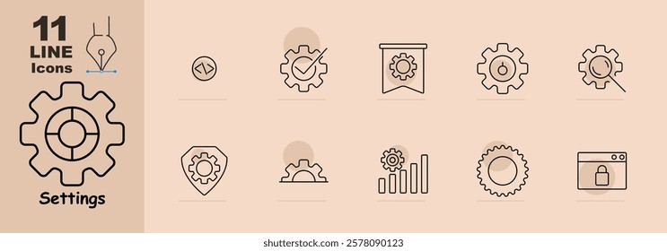 Programming tag, checklist, shield, graph, padlock, and magnifier. Represents system security, coding, and optimization features.