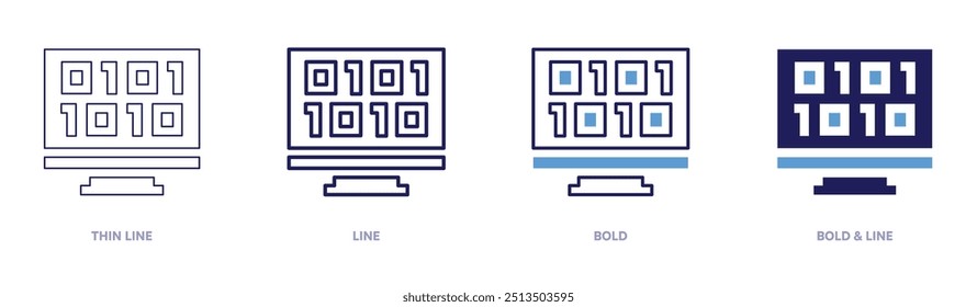 Programming techniques icon in 4 different styles. Thin Line, Line, Bold, and Bold Line. Duotone style. Editable stroke.