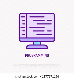 Programming thin line icon. Modern vector illustration of wed page development.