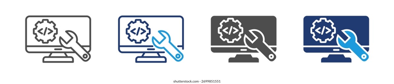 programming tools icon set multiple style