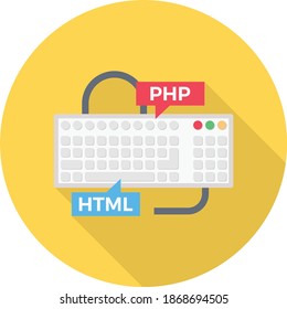 programming vector circle shadow flat icon