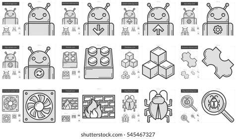 Programming vector line icon set isolated on white background. Programming line icon set for infographic, website or app. Scalable icon designed on a grid system.
