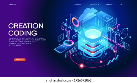 Programming web banner. Best programming languages. Technology process of Software development