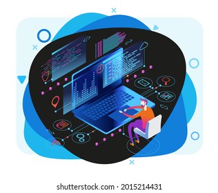 Programming web banner. Best programming languages. Technology process of Software development