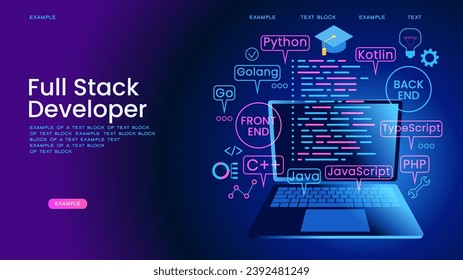 Programmieren von Webbanner. Die besten Programmiersprachen. Technologieprozess der Softwareentwicklung. Full StackDeveloper