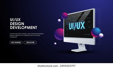 Programming web banner. Best programming languages. Social media creative concept idea. desktop computer. Screen. Realistic 3d design.