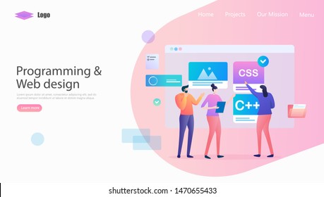 Programming & Web design Vector Illustration Concept, Suitable for web landing page, ui, mobile app, editorial design, flyer, banner, and other related occasion