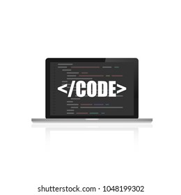 Programming, web development concept. Code on the screen laptop.