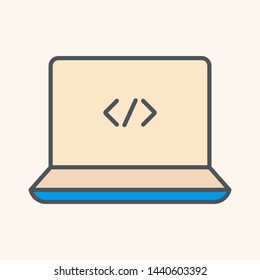 Programming, web development concept. Code on the screen laptop. Programming concept illustration. Web developer concept illustration. Coding vector. Learn to code concept illustration.