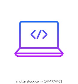 Programming, web development concept. Code on the screen laptop. Programming concept illustration. Web developer concept illustration. Coding vector. Learn to code concept illustration. 