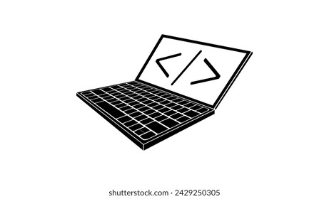 Emblema de programación y desarrollo web, silueta aislada negra