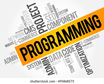 Programming word cloud collage, business concept background