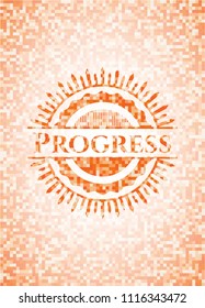 Progress abstract orange mosaic emblem