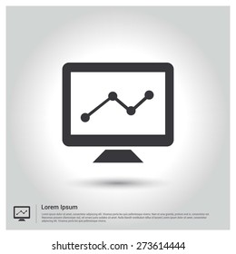 progress analysis application icon vector illustration, pictogram icon on gray background. Flat design style