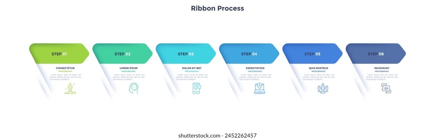 Progress bar with 3 overlaying paper white arrows placed in horizontal row. Concept of three steps to business goal achievement. Modern infographic design template. Minimal flat vector illustration.