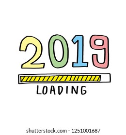 Progress bar almost reaching new year's eve. Vector illustration with 2019 loading