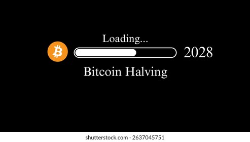 Progress Bar Bitcoin Halving 2028 Loading Vector illustration Black Background