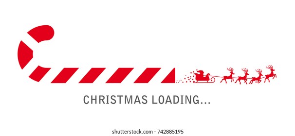 progress bar with candy cane  and santa claus showing loading of christmas