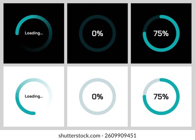 Progress Bar and Circular Loader UI Elements with Percentage