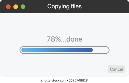 Progress bar, Copying files template. Vector illustration
