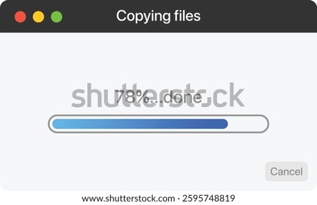 Progress bar, Copying files template. Vector illustration