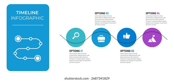 Barra de progresso com 4 elementos em forma de seta, simbolizando os quatro estágios da estratégia e progressão de negócios. Modelo de design de infográfico de linha do tempo limpo. Vetor para apresentação móvel.