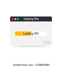 Progress bar of file copying template. Vector stock illustration