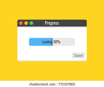Progress bar of file copying template. Vector illustration.