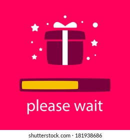 progress bar with a gift box. waiting for gift box.