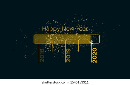 Progress bar with golden particles on black Download New Year's Eve. Loading animation screen with Glitter confetti shows almost reaching 2020. Creative festive banner with shiny progress bar