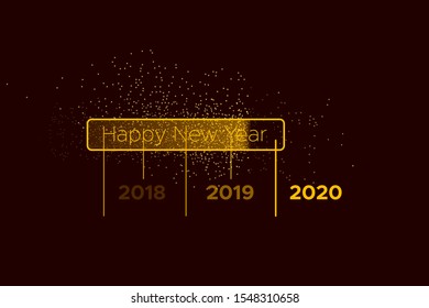 Progress bar with golden particles on black Download New Year's Eve. Loading animation screen with Glitter confetti shows almost reaching 2020. Creative festive banner with shiny progress bar